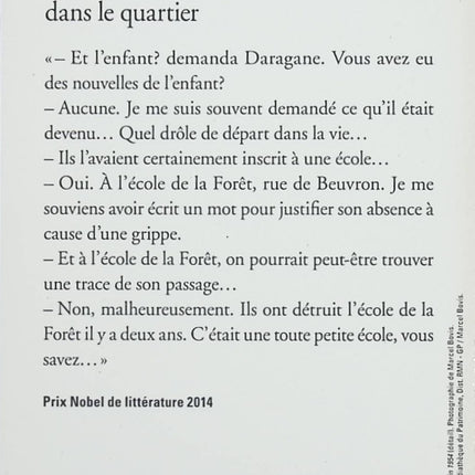 Pour que tu ne te perdes pas dans le quartier - Patrick Modiano - livre