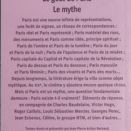 Le Goût de Paris – Le Mythe – anthologie littéraire sur Paris et son imaginaire - livre