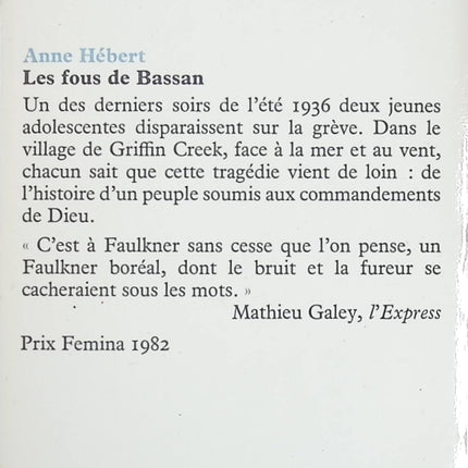 Les Fous de Bassan – Anne Hébert – roman dramatique sur passions, secrets et tragédies - livre