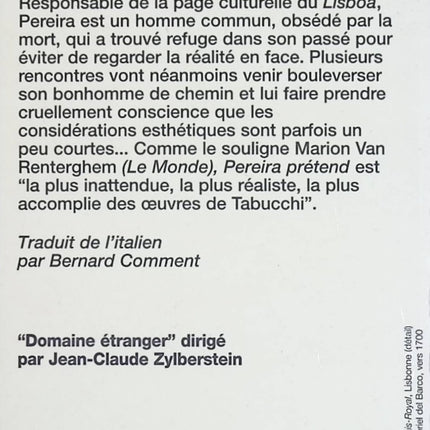 Pereira prétend – Antonio Tabucchi – roman contemporain sur journalisme et conscience morale - livre