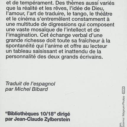 Entretiens littéraires – Conversations à Buenos Aires de Jorge Luis Borges et Ernesto Sabato – Dialogue entre deux géants argentins - livre