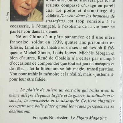 Autobiographie littéraire – Exobiographie de René de Obaldia – Mémoires d’un écrivain fantaisiste - livre