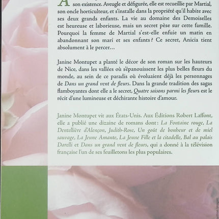 Roman contemporain nature et bien-être – Quatre saisons parmi les fleurs Janine Montupet - Livre
