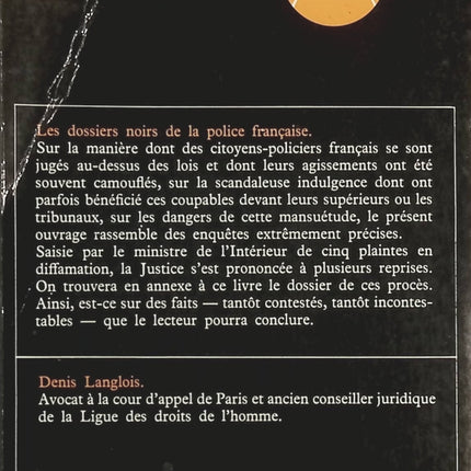 Les dossiers noirs de la police française – Denis Langlois | Enquête et affaires controversées - livre