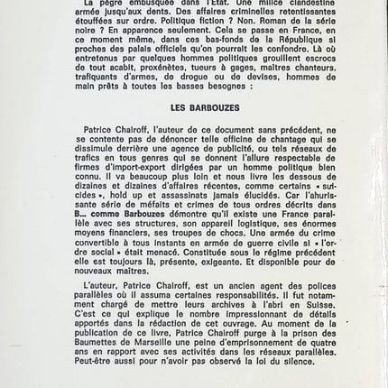 Dossier B… comme barbouzes – Patrice Chairoff | Enquête sur les services secrets et opérations clandestines - livre