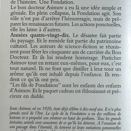 Les Fils de Fondation - Hommage à Isaac Asimov | Robert Silverberg, Pamela Sargent, Connie Willis | Science-fiction, saga Fondation, nouvelles SF - Livre