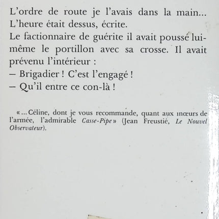 Casse-pipe - Carnet du cuirassier Destouches - Louis-Ferdinand Céline | Roman autobiographique, guerre, Première Guerre mondiale | Livre d'occasion - Livre