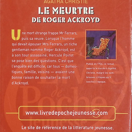 Le Meurtre de Roger Ackroyd – Agatha Christie – Hercule Poirot – Livre de Poche Jeunesse - Livre