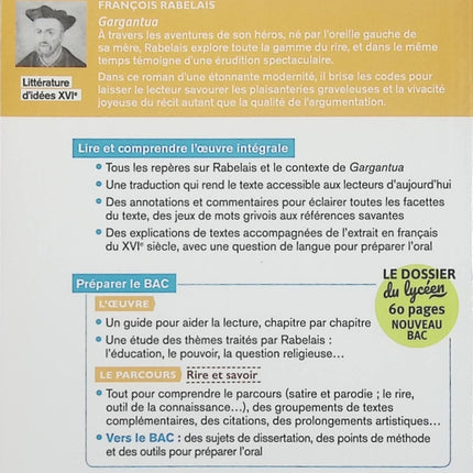 Rabelais – Gargantua Texte intégral, classique de la littérature française, satire humaniste et roman incontournable pour les études scolaires - Livre