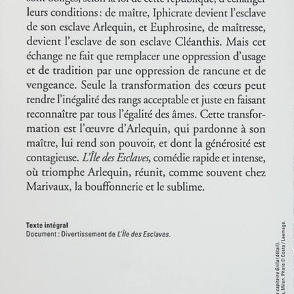 L’Île des esclaves – Pierre de Marivaux, comédie classique sur les rapports sociaux et le pouvoir - Livre