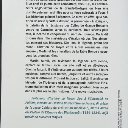 La Légende du roi Arthur 550-1250 – Martin Aurell | Histoire médiévale, chevaliers de la Table ronde et origines du mythe arthurien - Livre