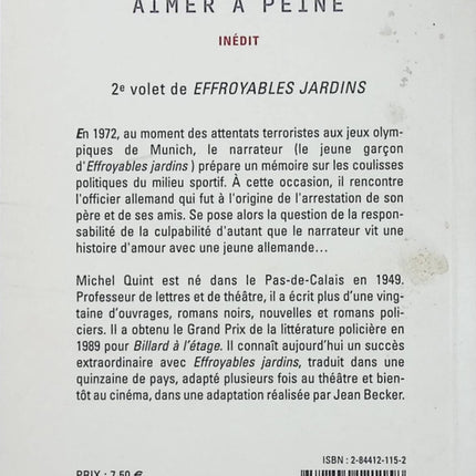 Aimer à peine – Michel Quint – roman court émotionnel et récit intimiste - Livre