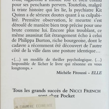 La chambre écarlate - Nicci French - Thriller psychologique d'occasion - Suspense et secrets - Livre