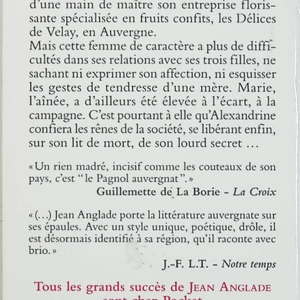 Les délices d’Alexandrine – Jean Anglade – Roman terroir gourmand Auvergne cuisine tradition village - Livre
