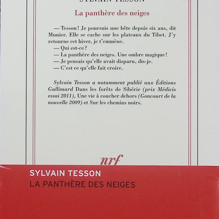 La Panthère des neiges - Sylvain Tesson - Prix Renaudot 2019 - Récit de voyage - Tibet - Nature sauvage - Livre