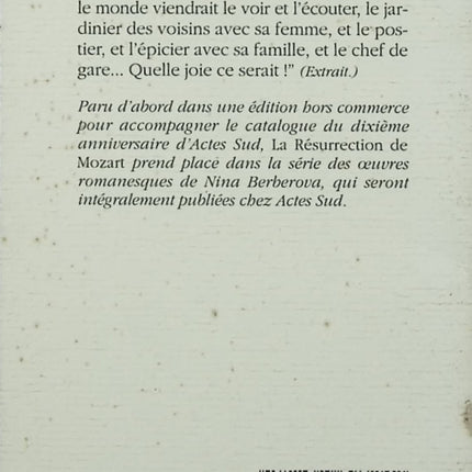 La Résurrection de Mozart – Nina Berberova – Roman littéraire, musique et destin pendant la Seconde Guerre mondiale - Livre