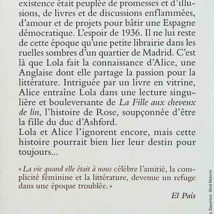 La vie quand elle était à nous – Marian Izaguirre – Roman contemporain Espagne mémoire amour secrets de famille - Livre