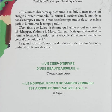 Le colibri – Sandro Veronesi – Roman contemporain italien, destin d’un homme entre amour, hasard et résilience - Livre