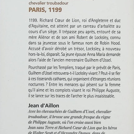 Paris, 1199 – Jean d'Aillon – Roman historique médiéval – Enquête au temps de Philippe Auguste - Livre