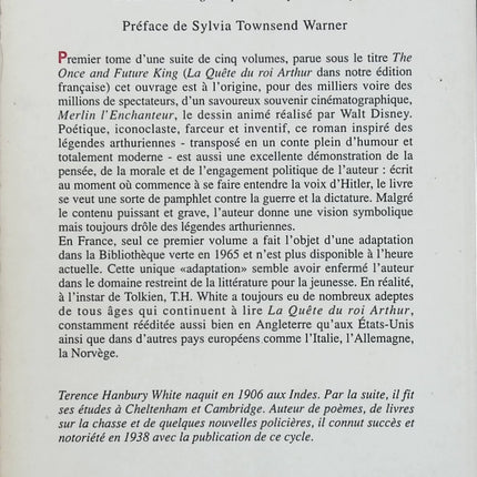 Excalibur, l'épée dans la pierre – Terence Hanbury White – La Quête du roi Arthur Tome 1 – Roman fantasy médiéval - Livre