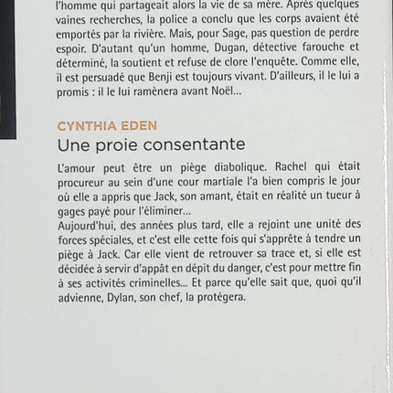 La rivière des disparus – Une proie consentante – Rita Herron / Cynthia Eden – roman suspense thriller romantique danger enquête - Livre