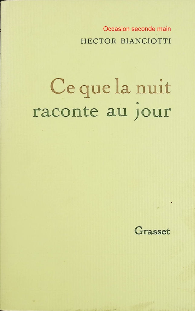 Ce que la nuit raconte au jour – Hector Bianciotti – Roman autobiographique franco-argentin sur exil, enfance et identité - Livre