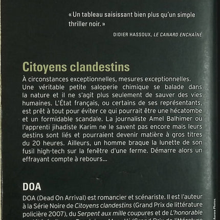 Citoyens clandestins – DOA – Thriller politique espionnage infiltration terrorisme enquête sombre - Livre