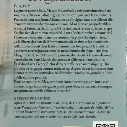 La fille de l’ambassadeur – Pam Jenoff – Roman historique romance Paris 1919 après-guerre amour interdit - Livre