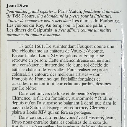 La Fontainière du roi - Jean Diwo - Roman historique d’occasion - Livre