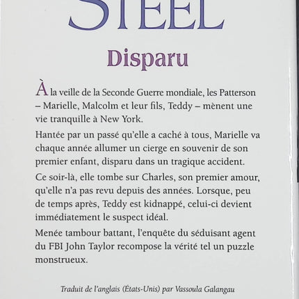 Disparu – Danielle Steel – roman contemporain suspense drame familial disparition - Livre