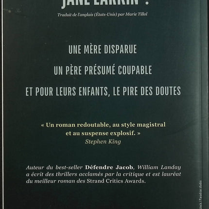 Qui a tué Jane Larkin ? – William Landay – Thriller psychologique disparition enquête familiale suspense américain - Livre