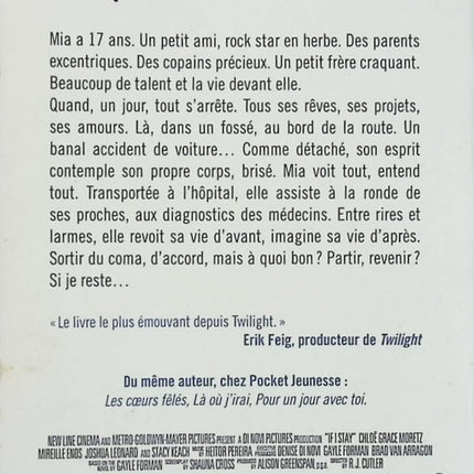 Si je reste – Gayle Forman – Roman jeunesse contemporain – Drame, choix de vie et amour - Livre