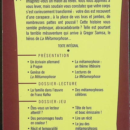 La Métamorphose – Franz Kafka – Nouvelle classique – Transformation, absurdité et aliénation - Livre