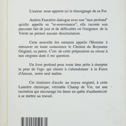 Lumière sur le chemin – Andrée Fauchère – Guide spirituel développement personnel chemin de vie sagesse - Livre