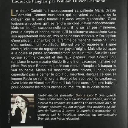 Dissimulation de preuves – Donna Leon – Roman policier à Venise avec l’inspecteur Brunetti et enquête criminelle - Livre
