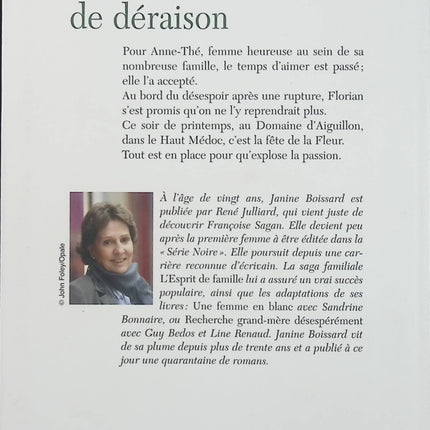Un amour de déraison – Janine Boissard – roman sentimental et passion contrariée - Livre