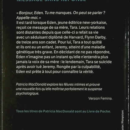 Message sans réponse - Patricia MacDonald - Thriller psychologique d’occasion - Livre