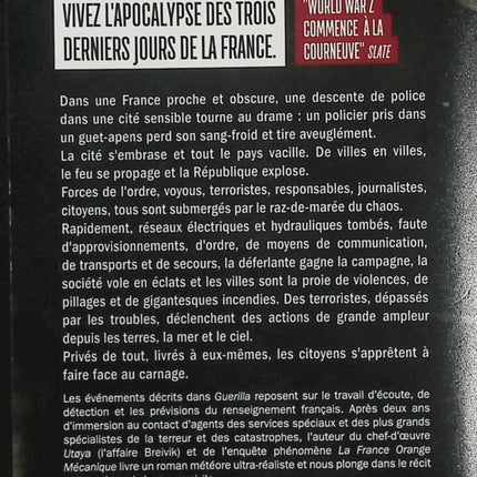 Guerilla – Le Jour Où Tout S'embrasa – Laurent Obertone – thriller politique, dystopie, insurrection, chaos et société - Livre
