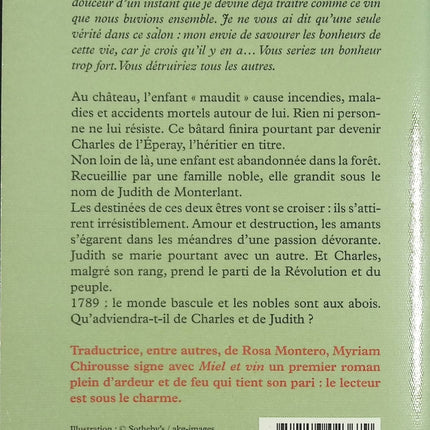 Miel et vin – Myriam Chirousse – Roman historique français sur passion, Révolution et destin croisé - Livre