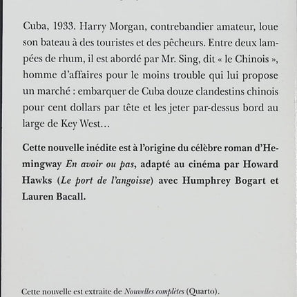 Une drôle de traversée - Ernest Hemingway - Roman d’occasion entre aventure maritime, voyage et réflexion sur la vie - Livre
