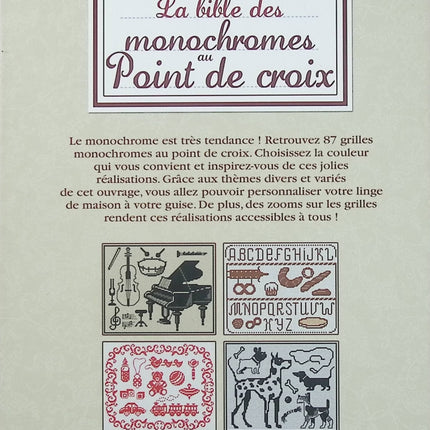 La Bible des monochromes au point de croix – Anastasija Brozinska – Motifs point de croix broderie monochrome loisirs créatifs - Livre