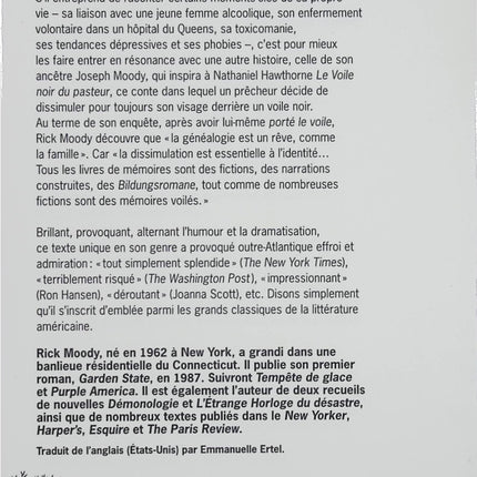 À la recherche du voile noir – Rick Moody – autobiographie américaine mémoire généalogie dépression littérature contemporaine - Livre