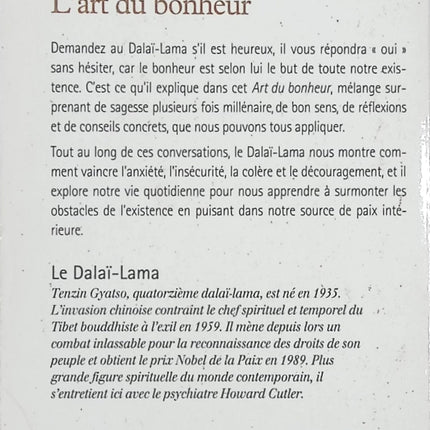L’Art du bonheur – Dalaï-Lama et Howard Cutler | Sagesse bouddhiste, sérénité intérieure et développement personnel au quotidien - Livre