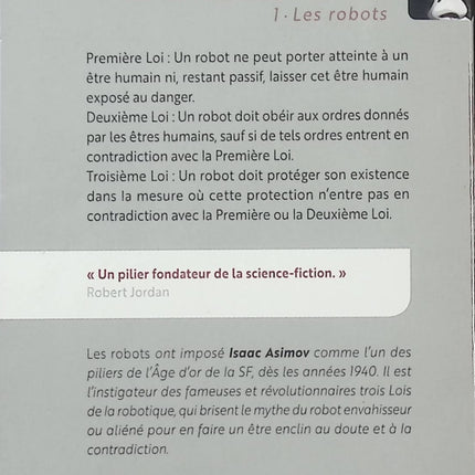 Le Cycle des Robots Tome 1 Les Robots - Isaac Asimov - Science-fiction - Robots - 3 Lois - Intelligence artificielle - Livre