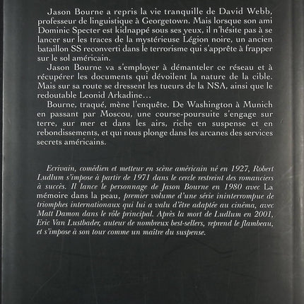 Le Danger dans la peau – La sanction de Bourne – thriller d’espionnage de Robert Ludlum et Eric Van Lustbader action et suspense - livre