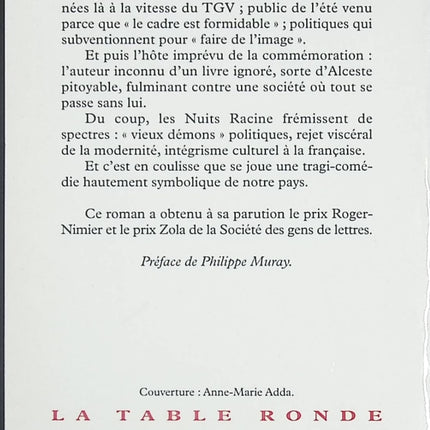 Les Nuits Racine – Roman contemporain et réflexion littéraire de François Taillandier - livre