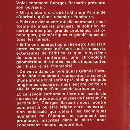 Le secret de la Grande Pyramide – Georges Barbarin – Mystère et science de la pyramide de Khéops – Livre ésotérisme – Occasion - livre