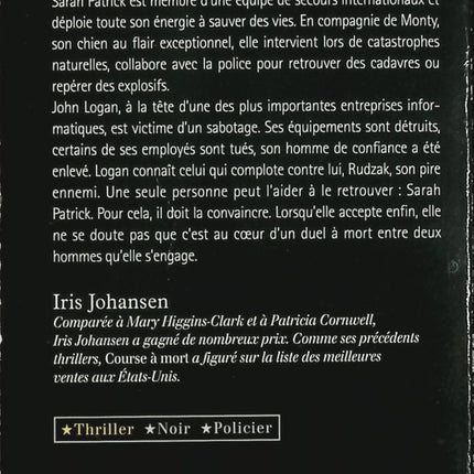 Course à mort – Iris Johansen – Thriller suspense enquête disparition danger course contre la montre - Livre