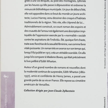 Été – Edith Wharton – roman classique amour interdit société américaine drame social - Livre