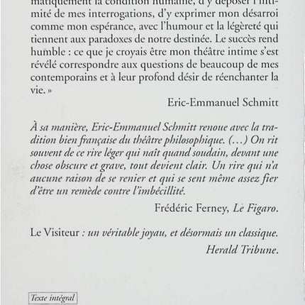 La Nuit de Valognes / Le Visiteur / Le Bataillon / L’École du diable – Éric-Emmanuel Schmitt – Théâtre et récits contemporains – Identité, morale et pouvoir - Livre